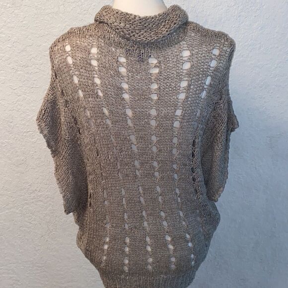 Vivienne Vivienne Tam Chunky Knit Short Sleeve Wool Blend Cowl Neck Cable knit M - Picture 3 of 9